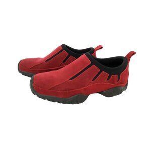 mootsie tootsie womens "maxim" red leather slip on loafers size 7m.
